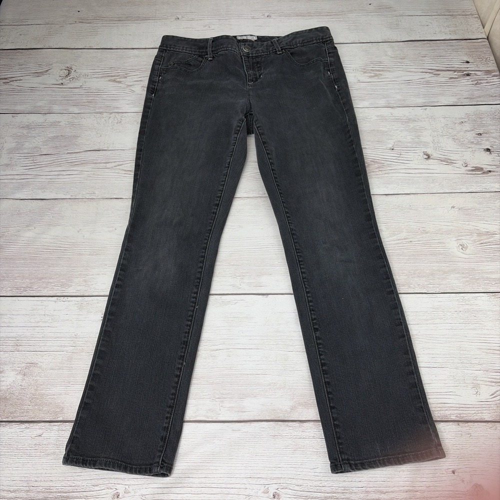 Tommy Hilfiger Women's 10 Black Denim Jean Cotton Flat Front Skinny Leg